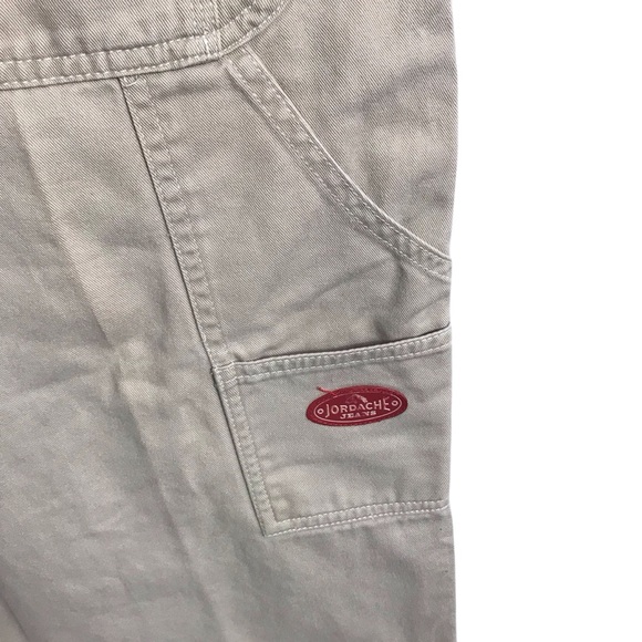 Jordache Vintage Bib Overalls Womens Large Carpenter Cargo Streetwear Beige Y2K - Picture 8 of 14